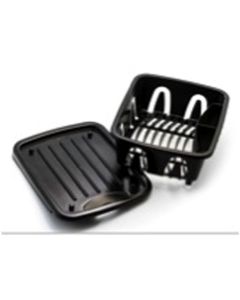 Dish Drainer; Fits In RV Sink; With Drainer Tray That Fits as Lid for Storage; Black; Plastic; With English/ French Language Packaging
