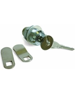 Lock Cylinder; For Baggage Compartment Doors; Keyed Cam Lock; 7/8 Inch Length; Single With 2 Keys; With One 7/8 Inch Offset Cam And One Straight Cam; English/ French Language Retail Package
