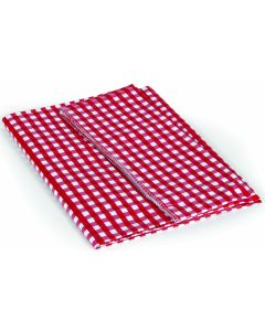 Tablecloth; Rectangular; 52 Inch x 84 Inch; Red and White Checkered; Vinyl; Without Bench Covers; With English/ French Language Packaging
