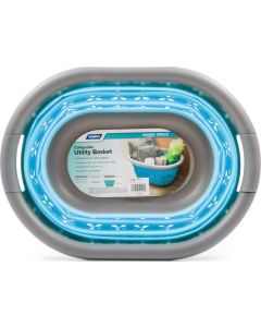 COLLAPSIBLE UTILITY BASKET SMALL GRAY/TEAL