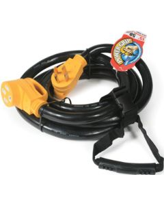 Power Cord; Power Grip ™; Power Supply Cord; STW - 14.50P/ 14.50R; 50 Amp; 6/8 Gauge Wire; 15 Foot Length; Black; With Plug Head Handle; With Carrying Strap
