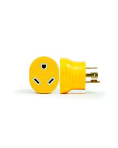 Power Cord Adapter; Power Grip ™; For Connecting A Generator With a L5-30 or L14-30 Locking Plug Receptacle To A Standard RV Cord Set; 4 Prong Adapter; Non Locking; Not Waterproof; Without Plug Head Handle
