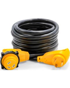 Power Cord; Power Grip ™; Extension Cord For Use With RV Power Supply Cords; 30 Amp; 25 Foot Length; Male TT-30P Plug With 90 Degree Plug End With Handle And Female Twist Lock 90 Degree Plug End With Handle; STW Cable With 10 Gauge 3-Wire; 2 Pole/ 3 Wire;