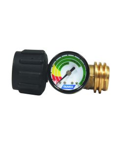 Propane Tank Gauge; For Type 1 Gas Grills/ RV's and Boats Manufactured After 1995; Acme Nut x Acme Thread With Female Prest-O-Lite (POL); With Thermal Protection; With Leak Detector
