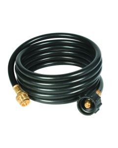 Propane Hose; Propane Feed Hose; For Connecting 20 Pound Propane Cylinder Bottle To Appliance Designed To Use 1 Pound Disposable Cylinder; ACME Nut; Without Regulator; With Thermal Protection; 12 Foot Length
