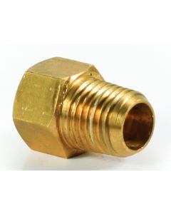 Propane Hose Connector; Adapts Pigtail With 1/4 Inch Inverted Flare to A Regulator With Female 1/4 Inch NPT; 1/4 Inch Male NPT x 1/4 Inch Female Inverted Flare; Brass; Without Shut Off Valve
