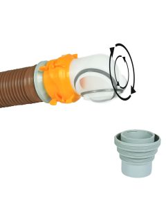 Sewer Hose Connector; Revolution; For Connecting Sewer Hose to Dump Station; Swivel 4-in-1 Connector With Elbow; White
