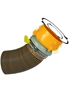 Sewer Hose Connector; Revolution; For Connecting Sewer Hose to RV; Swivel Lug Fitting; With Clamp; Yellow