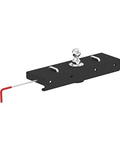 Gooseneck Trailer Hitch Head; Double Lock EZr ™; 7500 Pound Weight Carrying/ 30000 Pound Weight Distributing Capacity; Carbide Powder Coated Black; With 2-5/16 Inch Flip-and-Store Ball/ Rubber Hole Cover/ Chrome Plated Trim Ring/ 3/8 Inch Diameter Handle/