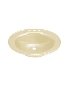 Sink; Better Bath; Oval Lavatory; 19-3/4 Inch x 16-5/8 Inch; Drop In/ Surface Mount; With 3 Hole Faucet Mount; Parchment; ABS
