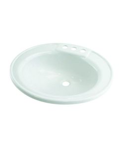 Sink; Better Bath; Oval Lavatory; 19-3/4 Inch x 16-5/8 Inch; Drop In/ Surface Mount; White; ABS
