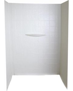 Shower Surround; Better Bath; 1 Piece Design; 24 Inch Length x 36 Inch Width x 62 Inch Height Bath Surround; White; Smooth Surface With Picture Frame Detail; ABS Plastic; For Use With 36 Inch Bathtub; With Single Wall Shelf
