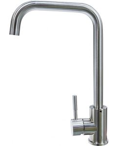 Faucet; Flow-MaX; Used For Kitchen; Single Piece Deck Mount; Square Gooseneck Spout; Single Lever Handle; Stainless Steel; Retail Package
