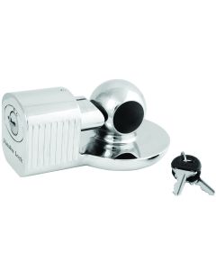 Trailer Coupler Lock; Hitch Ball And Clamp Type; Fits 1-7/8 Inch And 2 Inch Trailer Coupler; Silver; Keyed Alike; Single
