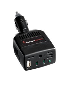 Power Inverter; SAM Series; Inverts 12 Volt DC To 115 Volt AC; 100 Watt; 90 Percent Efficiency; With 1 AC Outlet; Thermal/ Battery Overload/ Short Circuit/ Earth Fault Protection Circuit/ Low Battery Input Alarm; 5.1 Inch Length x 2-1/2 Inch Width x 1-1/2