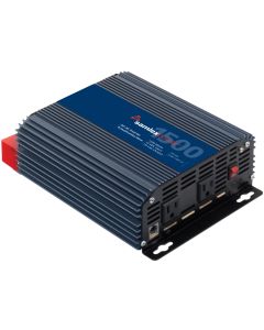 Power Inverter; SAM Series; Inverts 12 Volt DC To 115 Volt AC; 1500 Watt; 13 Amp Continuous Output; 90 Percent Efficiency; With 2 AC Outlets; Remote On/ Off Capable; Thermal/ Battery Overload/ Short Circuit/ Earth Fault Protection Circuit/ Low Battery Inp