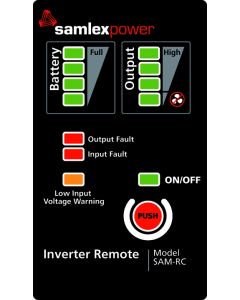 Power Inverter Remote Control; For Use With Samlex America SAM Series SAM-1000-12/ SAM-1500-12/ SAM-2000-12/ SAM-3000-12 Inverters; LED Indicator Display; Black; With 10 Foot Length Cable/ RJ45 Connector
