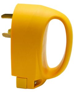 Power Cord Plug End; Replacement Plug For Marinco 10 Gauge Wires; 30 Amp; 3 Prong Ends; With Plug Head Handle; Yellow; Nylon