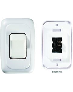 Contoured Wall Switch, White, Single, On/Off - SPST - Cut-Out 1-5/8"H x 1-1/4"W - Inc. Switch, Base & Bezel
