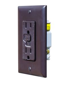 Brown Dual GFCI Outlet w/Cover-Plate
