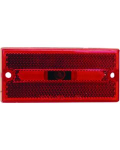 Clearance Light; Incandescent; Rectangular; 3.88 Inch Length x 1.80 Inch Width x 0.52 Inch Height; Red Lens; Surface Mount; Mounts On 3-3/8 Inch Centers; With Built-In Reflector/ Mounting Gasket; Without Trim

