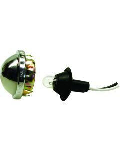 Clearance Light; Incandescent; Round; 1.24 Inch Diameter x 1.70 Inch Height; Chrome; Mounts In Bumper Hole
