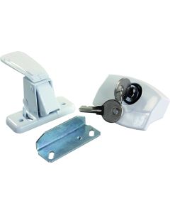 Entry Door Latch; Universal; Keyed Alike Using Single Sided 701 Style Key; Painted; White; Die Cast Steel; With Mounting Screws
