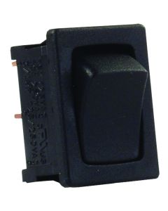 Multi Purpose Switch; 12 Volt; 13 Amp At 125 Volt AC/ 10 Amp At 250 Volt AC/ 1/2 Horsepower At 125 To 250 Volt AC/ 5 Amp At 14 Volt DC; Single Pole Single Throw (SPST); Mini Momentary-On/ Off Switch; Rocker; 0.756 Inch x 0.508 Inch Cutout; 0.745 Inch x 0.