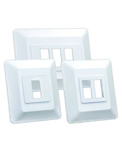 Multi Purpose Switch Faceplate; Double Switch Opening; 1.125 Inch x 0.550 Inch (Switch Cutout); 3.375 Inch x 3.812 Inch (Outside Dimension); White; With Switch Base

