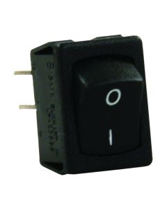 Multi Purpose Switch; 20 Amp At 125 Volt AC/ 15 Amp At 250 Volt AC/ 40 Amp Peak/20 Amp continuous At 12 Volt DC; Double Pole Single Throw; 0.756 Inch x 0.508 Inch Cutout; 0.745 Inch x 0.500 Inch (Switch); Labeled; Black
