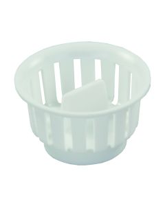 Sink Strainer Basket; For Use With JR Products Sink Strainer Part Numbers 95015/ 95025/ 95035; Female Threads; Screw In; White; Plastic
