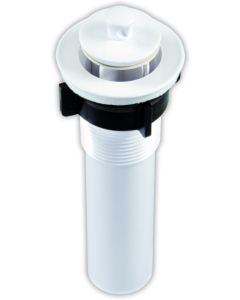 Sink Strainer; 1-1/4 Inch Diameter Opening x 5 Inch Length; Fits Any Sink Opening 1-3/8 Inch To 1-3/4 Inch; Parchment; With Pop-Up Stopper/ Foam Gasket/ Locknut
