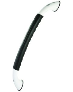 Exterior Grab Bar; Deluxe; White; Padded Rubber Grip; 3-9/16 Inch Deep Handle; 19-21/64 Inch On Centre Mounting Holes; Without Lights; With Plastic Base Pads; Single