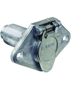 Trailer Wiring Connector; Vehicle Side; 6 Way Socket; Concealed Terminals; Die Cast Housing; With 4 Color Retail Bag
