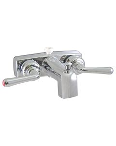 TUB/SHOWER DIV FAUCET W/ D-SPUD, 4IN, 2 LEVER, TEACUP, PLASTIC, CHROME
