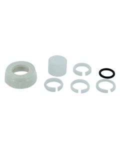 Faucet Spout Nut; Used For All Phoenix/ Catalina/ Utopia Faucet Spout; Tubular Style; White; With O-Ring And Snap Ring; With Blister Package
