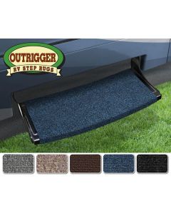 Entry Step Rug; Outrigger ® Radius XT; Fits Curved RV Steps; 22 Inch Width; Atlantic Blue; Micro-Ribbed Textured; With Springs And Hook And Loop Fastening Strips Fitting Manual And Electric Steps 8 Inch To 10 Inch Deep
