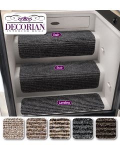 Step Rug; Step Huggers ®; Used For Interior Landing Steps; Hook And Loop Fastening Strips; Covers One Step Per Piece; 23-1/2 Inch Length x 10 Inch Width; Black Granite; Olefin; Single; With Shrinkwrap And Sleeve
