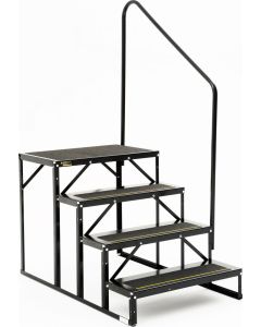 Econo Porch Trailer Step with Handrail and Landing - Triple - 7 Drop/Rise, 28 Tall