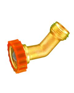Fresh Water Hose End Protector; 45 Degree Connector Used To Prevent Hose Kinking at Connection Point; Brass; With Retail Package
