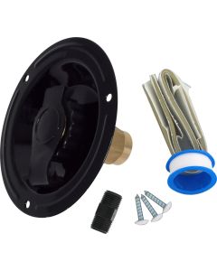 Water Inlet, Recessed Metal Flange, FPT, Black, Carded
