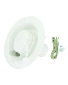 Fresh Water Inlet; Used For RV Fresh Water System; Gravity Water Inlet; 1/2 Inch Female Pipe Thread Inside Connection; Without Check Valve; White; UV Stabilized Plastic; With Bayonet Style Cap/ Installation Tape and Hardware; With Retail Package
