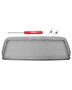 Bug Screen - RV Appliance; Stove Vent; For Use With Atwood/ Wedgewood/ Magic Chef/ Suburban Louver Type Exhaust Vent; 11 Inch Length x 4.2 Inch Width x 1.3 Inch Depth; Stainless Steel; Single; With 2 Spring Fasteners And Installation Tool; With Retail Pac