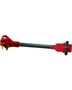 Power Cord Adapter; Mighty Cord ™; For Connecting RV Power Inlet To Standard Power Source; 30 Amp Male To 30 Amp Female; 30 Amp; With Detachable Female End; 12 Inch Dog Bone; Non Locking; Not Waterproof; Without Lighted Ends; Without Handle; With Retail P