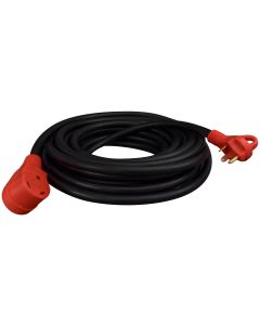 Extension Cord; Mighty Cord ™; 125 Volt Extension Cord; 3-Prong; 30 Ampere; 10 Gauge Three Wire; 50 Foot Length; Black; With Finger Grip Handle On Male End
