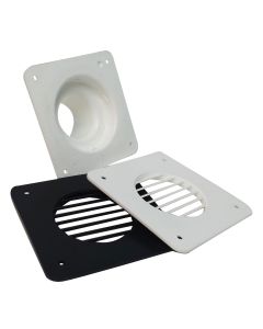 Battery Box Vent; Use To Direct Battery Box Fumes Outside For Safety; Complete Vent Kit; With One White Louver Vent/ One Black Louver Vent and One White Cone Vent; 4-1/4 Inch Length x 4-1/4 Inch Width Outside Dimension; Accommodates 1-3/4 Inch Hose; Plast