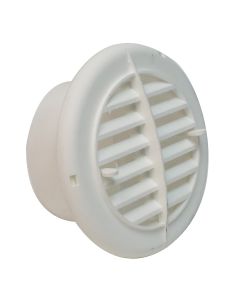 Heating/ Cooling Register; For 4 Inch Vent Hole; Round Register With Damper/ Louvers; White; 5-3/8 Inch Diameter; With Installation Tape and Hardware
