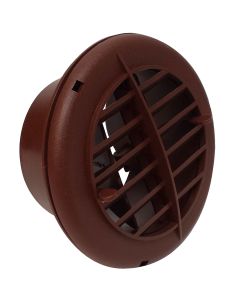 Heating/ Cooling Register; For 4 Inch Vent Hole; Round Register With Damper/ Louvers; Brown; 5-3/8 Inch Diameter; With Installation Tape and Hardware
