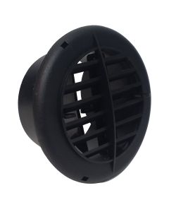 Heating/ Cooling Register; For 4 Inch Vent Hole; Round Register With Damper/ Louvers; Black; 5-3/8 Inch Diameter; With Installation Tape and Hardware
