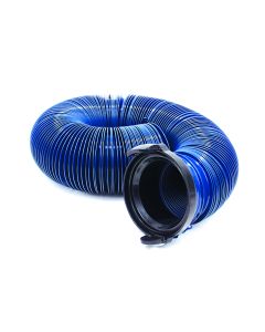 Sewer Hose; Quick Drain; 10 Foot Length Drain Hose; Standard Duty With Straight Hose Adapter; 8 Mil Vinyl Cover; Blue; Bagged

